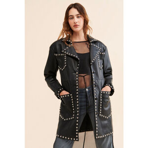 COLIN LOCASCIO Black Studded Bernie Vegan Leather Jacket S